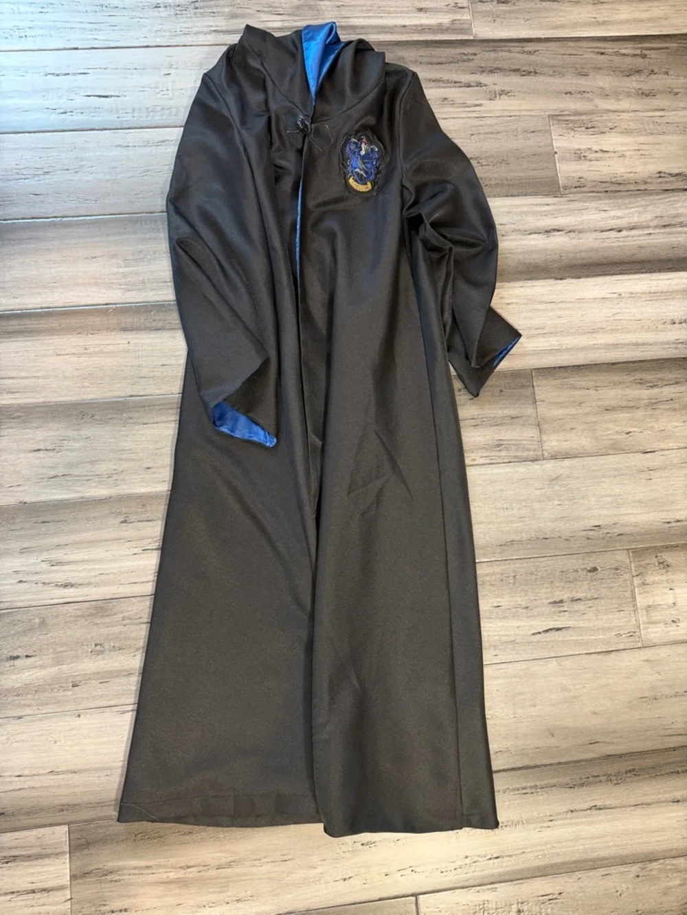 NWOT Harry Potter Black Hooded Robe with Royal Blue  Satin Lining